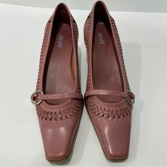 Nicole Bedeliapin Size 9 Rose Gold Woven Heels with Buckle Detail - Picture 3 of 14